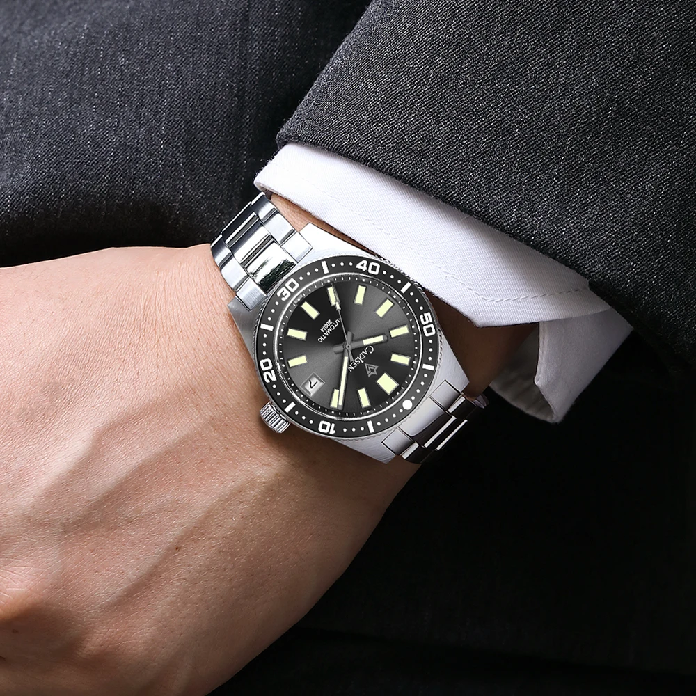 CADISEN New 38mm Diver Mens Watch Japan NH35A Automatic Mechanical