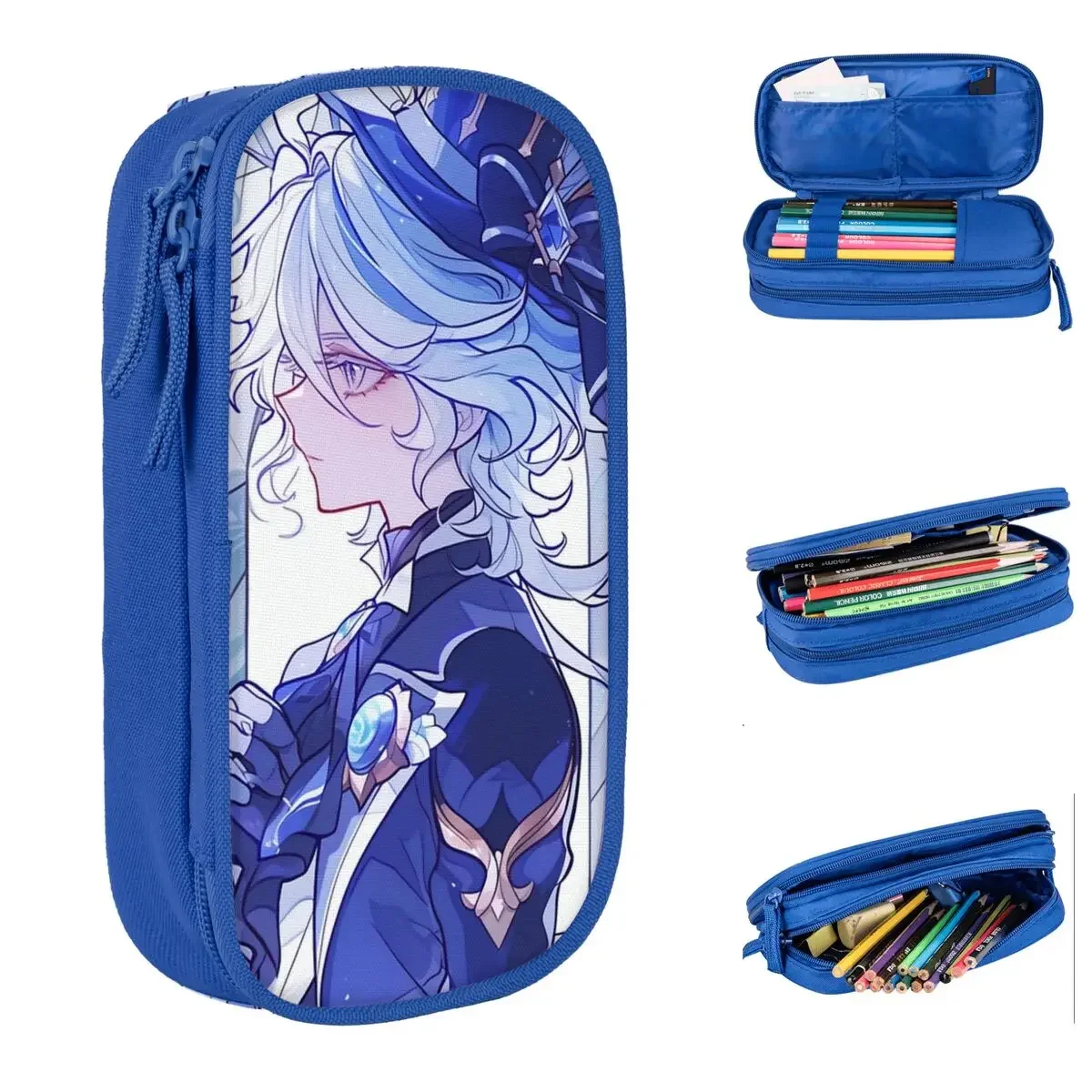 جينشين تأثير الزجاج الملون فورينا مقلمة صندوق القلم أكياس فتاة صبي تخزين كبير الطلاب مدرسة هدية pencelcases