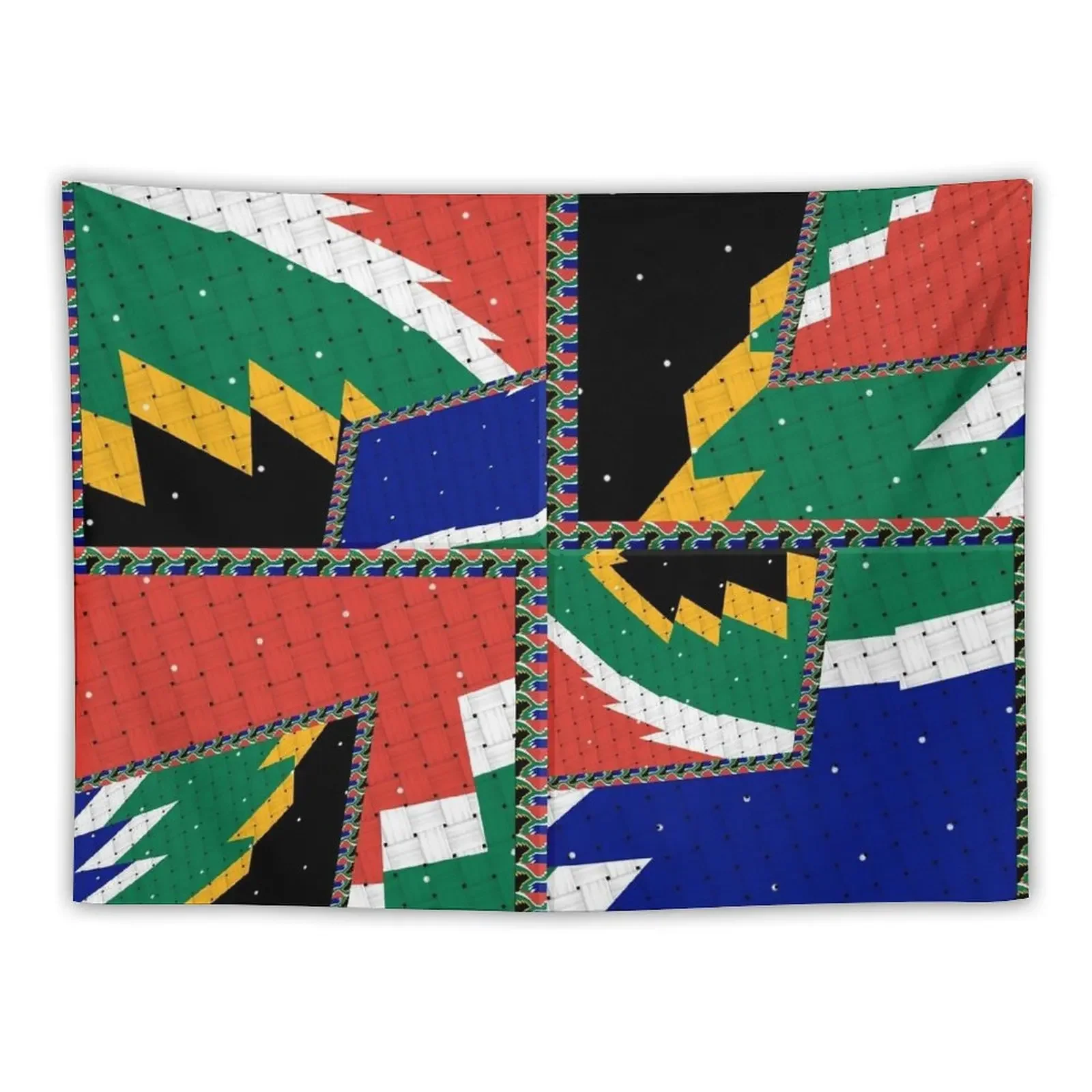 

Attractive original abstract geometric artwork, inspired by the South African flag in a vintage style. Tapestry