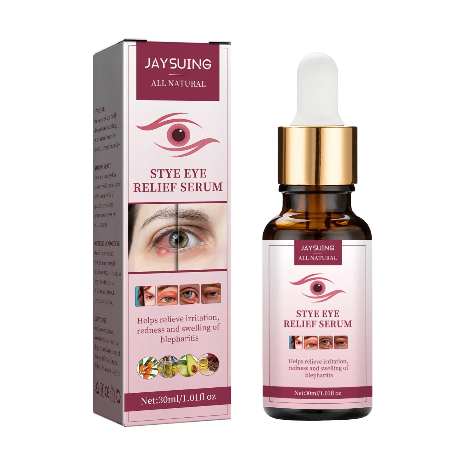 Jaysuing Augen schwellung beruhigendes Serum zur Linderung von Augen trockenheit Rötung und Schwellung Juckreiz periokulares feuchtigkeit spendendes Serum 30ml