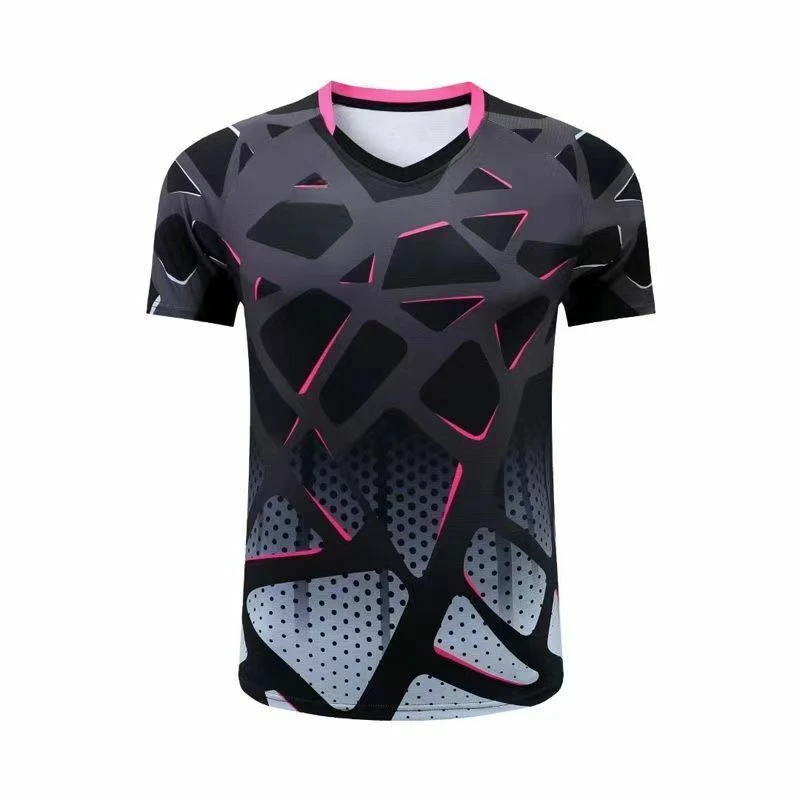 Quente! Nova roupa esportiva de secagem rápida masculina topos roupas de tênis de mesa camisetas