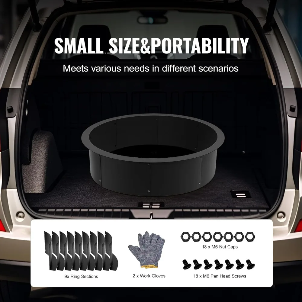 45 القطر الخارجي، 39 القطر الداخلي، 10 حلقات حفرة النار من الفولاذ الكربوني عالي التحمل للتخييم بنفسك