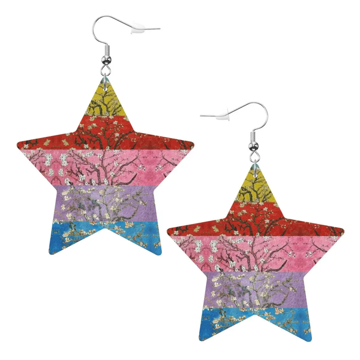 Custom Vincent Van Gogh Painting Leather Teardrop Earrings for Women Leather Earrings Fashion Lightweight for Parties Holidays