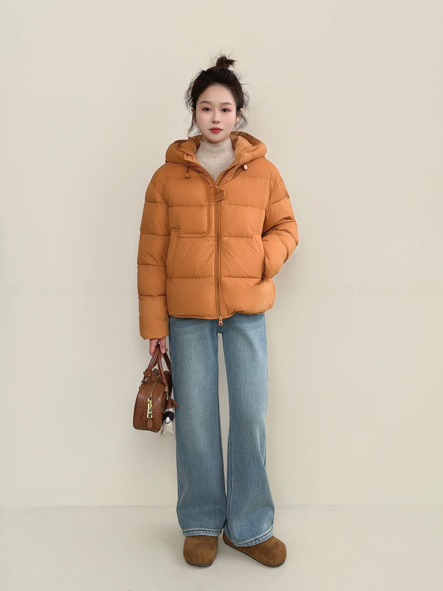 

ort Puffer Jaet Women's Small Size Hooded 90 White Du down Warm Winter Outerwear Korean Sle Loose Fit Commute Sle