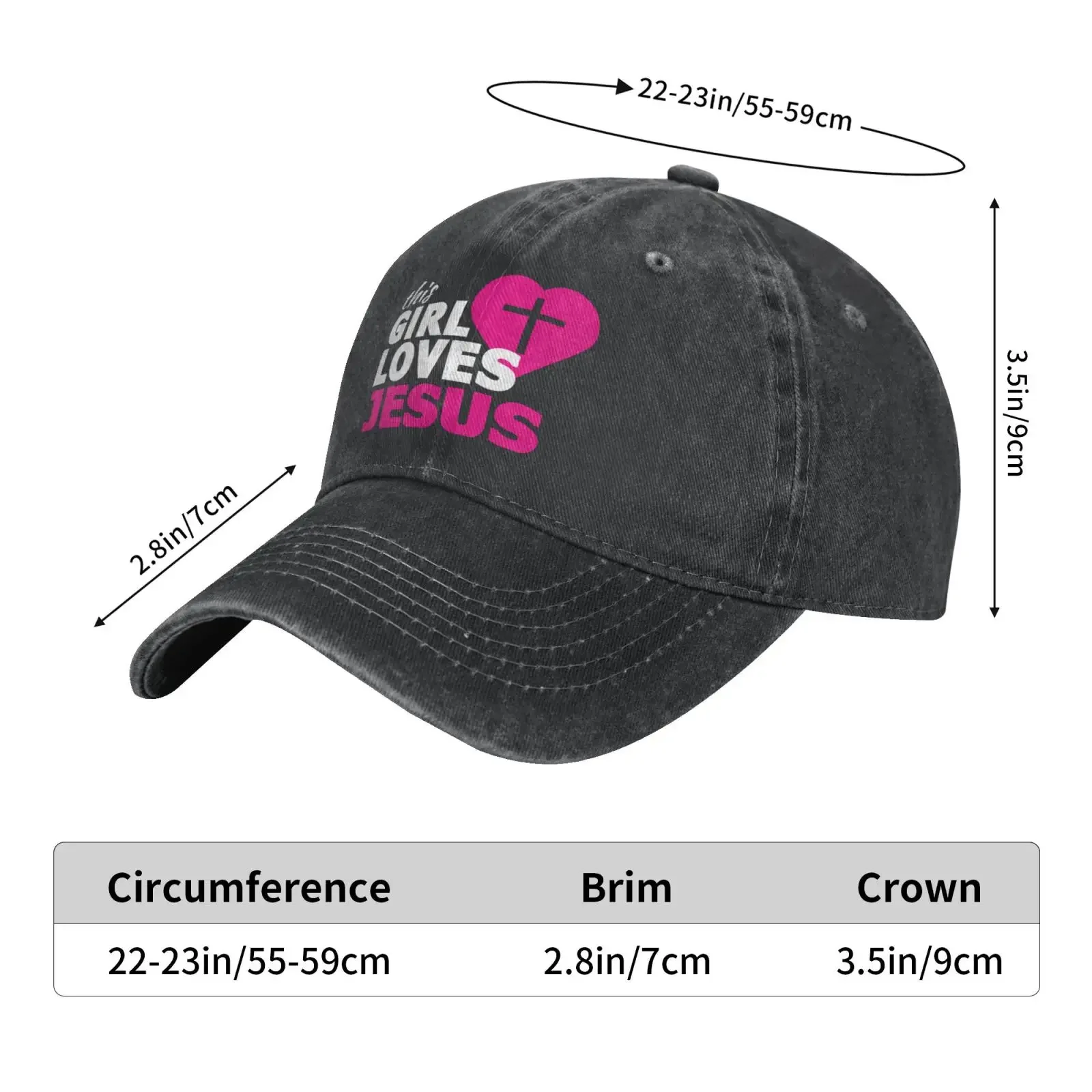 This Girl Loves Jesus Baseball Cap for Women Men Black Retro Vintage Adjustable Cotton Unisex Dad Hat for Outdoor Sport