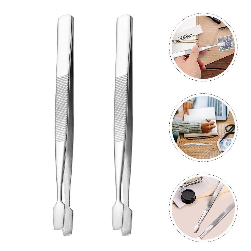 

3Pcs Stainless Steel Tweezers for Stamp Collecting Precision Craft Tweezers Decal Trimming Tools for Hobbies Stamp Tongs