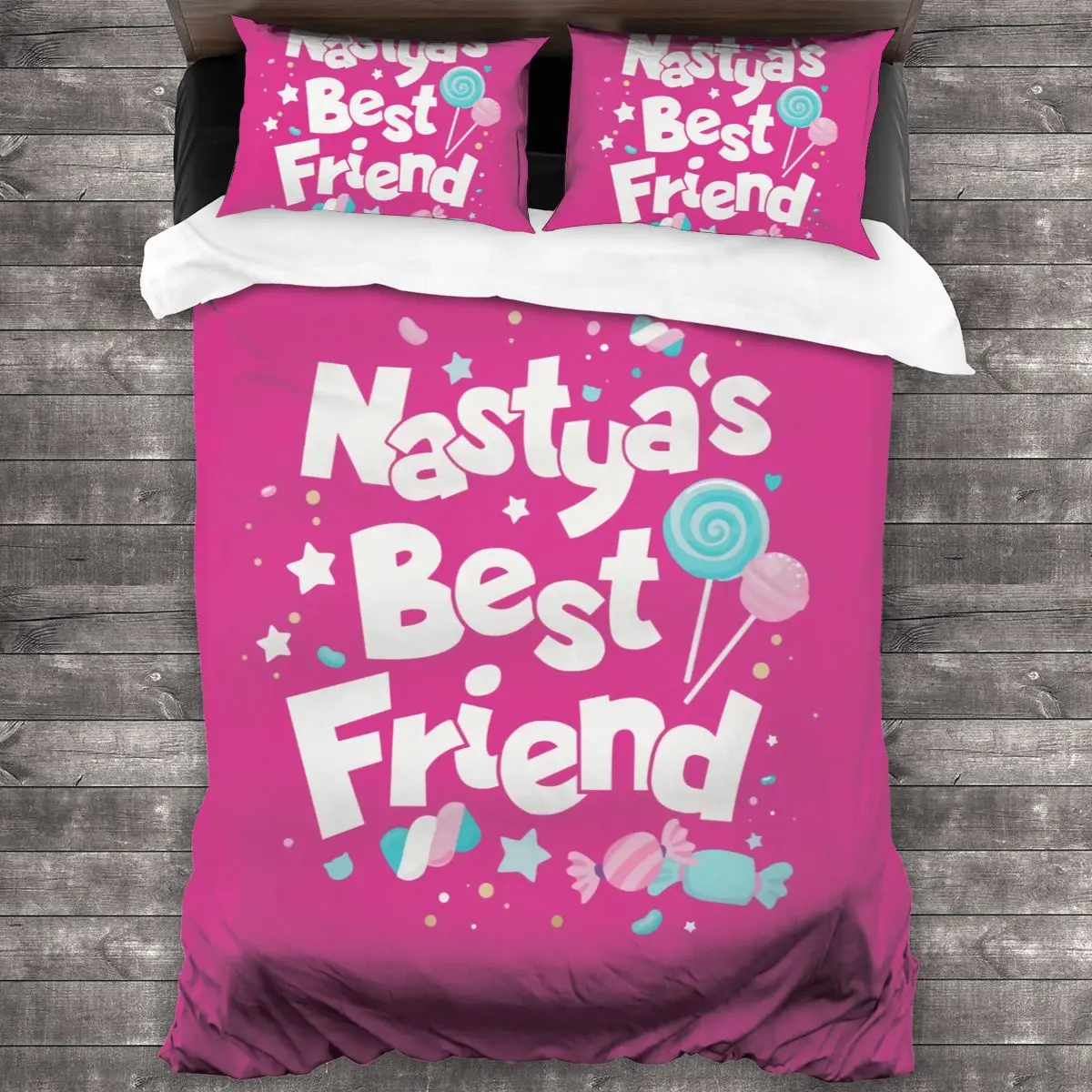 Imagem -04 - Impresso Como Conjunto de Cama Nastya para Crianças Capa de Edredão Fronha Meninos Meninas Gêmeo Queen Size Têxtil Doméstico Moda Adulta 3d