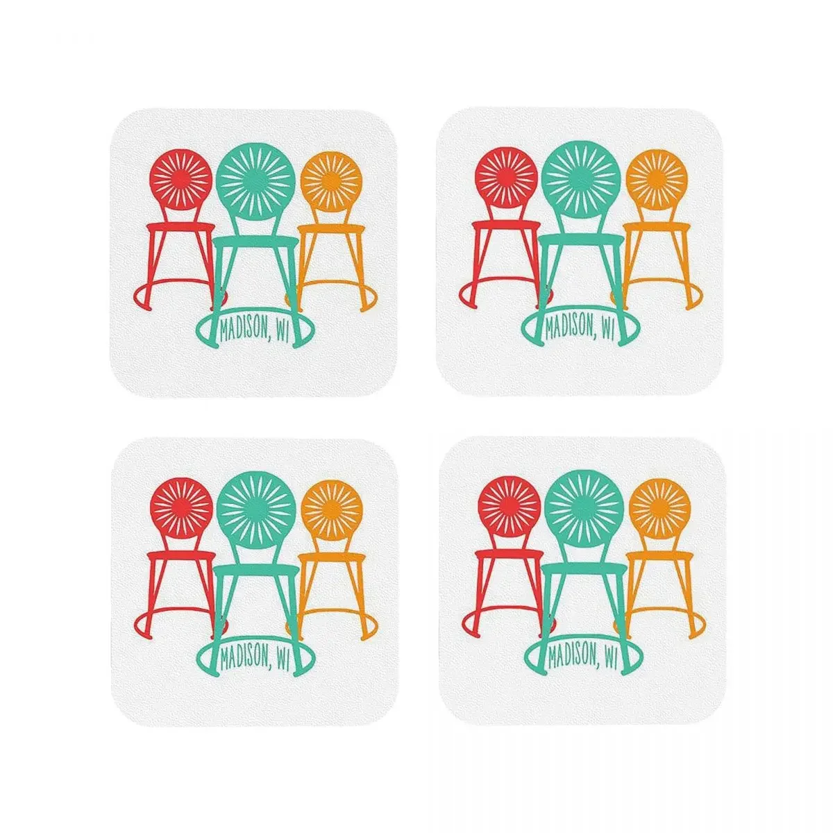 Terrace Chairs - Red, BlueGreen, Orang Coasters Kitchen Placemats Cup Coffee Mats For Decor Home Tableware Pads Set of 4