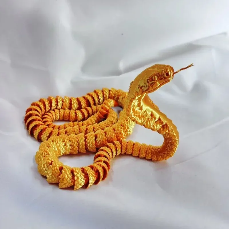 60cm 3D Printed Joint Snake Model Ornament Toy Home Decoration Trendy Play Prank Toy Full Body Movable Simulation Snake