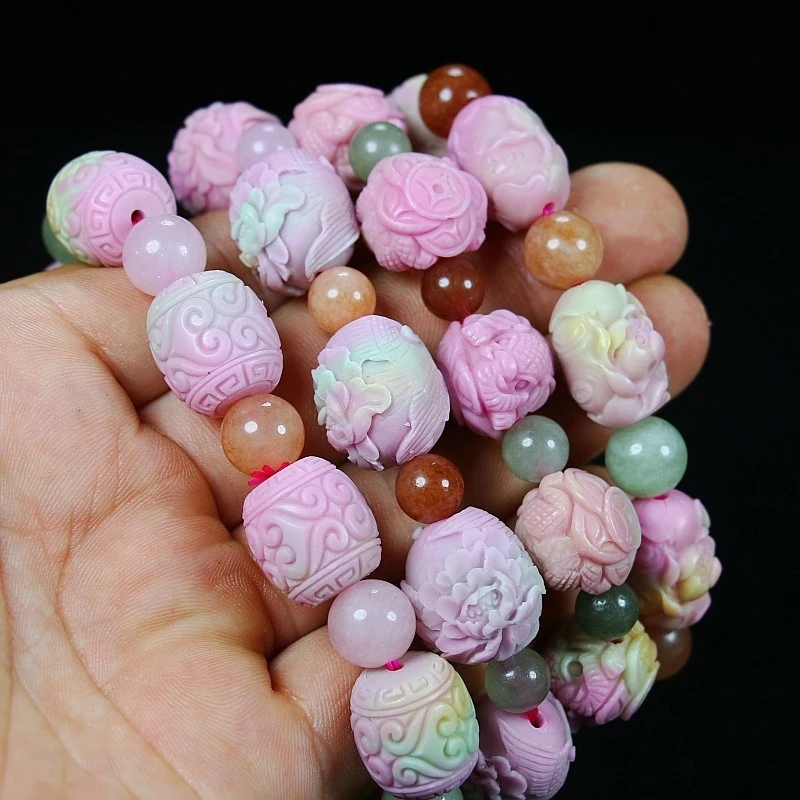 

Artificial Yanyuan Agate Women, Multicolor Macaron Color Bead Jade Single Circle Bracelet