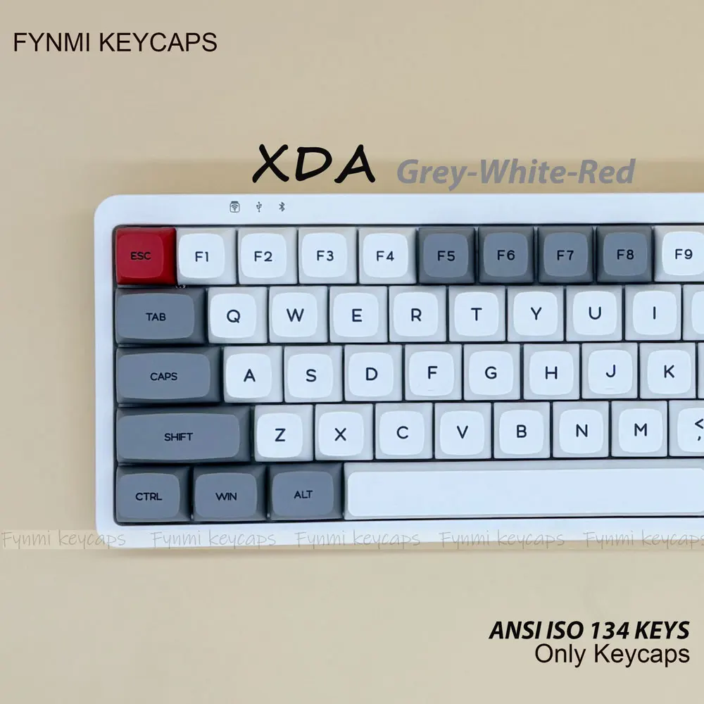 

Fynmi толщина 1,8 мм, 134 клавиши ISO ANSI PBT, сублимационная краска, серый, белый, красный, колпачки для клавиш XDA для полноразмерной механической клавиатуры