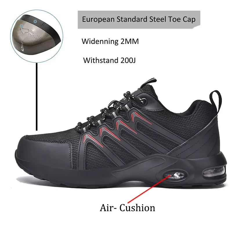 SUADEX Air Cushion Steel Toe Shoes uomo Sneakers leggere per la sicurezza sul lavoro costruzione industriale stivali da lavoro traspiranti con punta