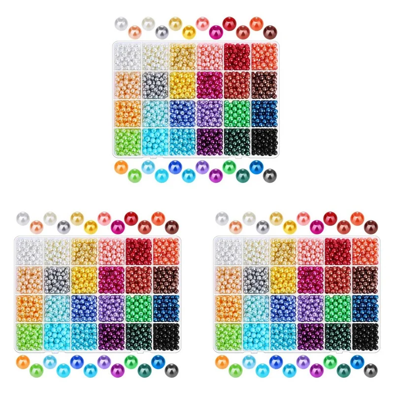 

5040Pcs 6Mm 24 Colors Round Pearls Beads With Holes For Jewelry Making Loose Spacer Beads For DIY Crafts Jewelry Making