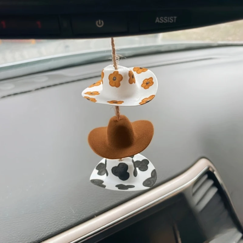 Cowboy hat, car pendant, rearview mirror suspension accessory, car decoration, mini hat decoration pendant