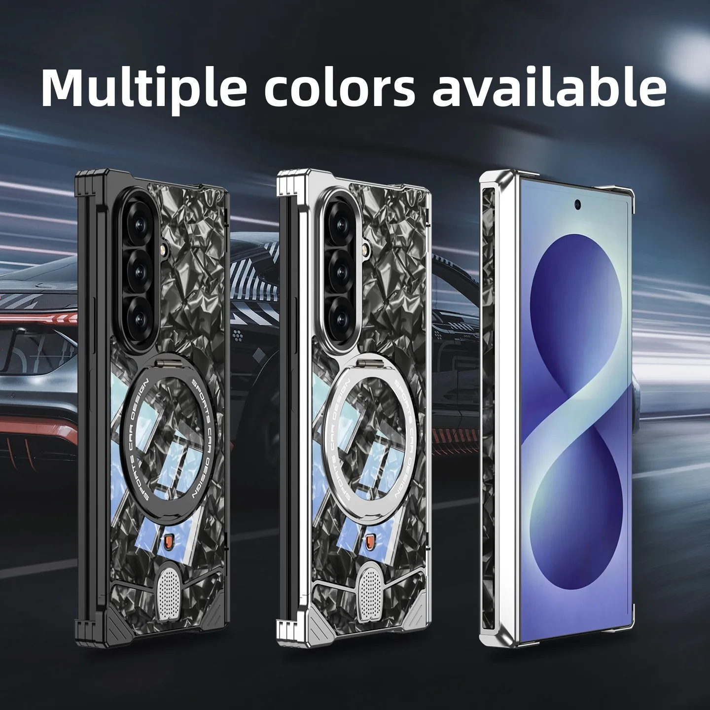 For Samsung Galaxy Z Fold 8 Ultra Marble Glass 360° Rotating Bracket Back Protection Cover Z Fold8 Central axis Magnetic Case