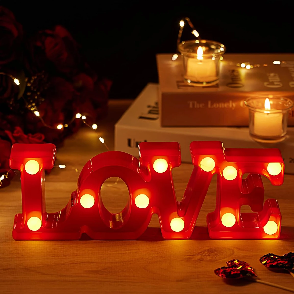 1pc LOVE Light Desktop Letter Decoration Light Decorative Light For Wedding Proposal Props Wall Decoration Light Valentine's Day