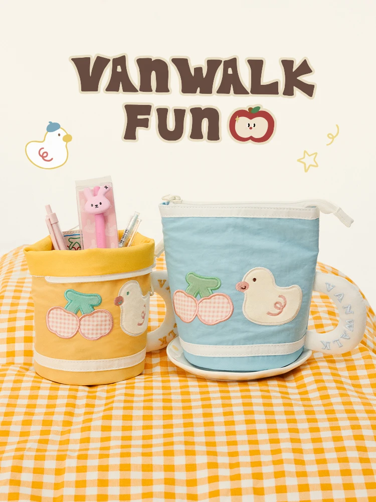 VANWALK Farm Series  Design High Aesthetic Cylinder Zipper Pencil Case Creative Water Cup Stationery Storage Bag