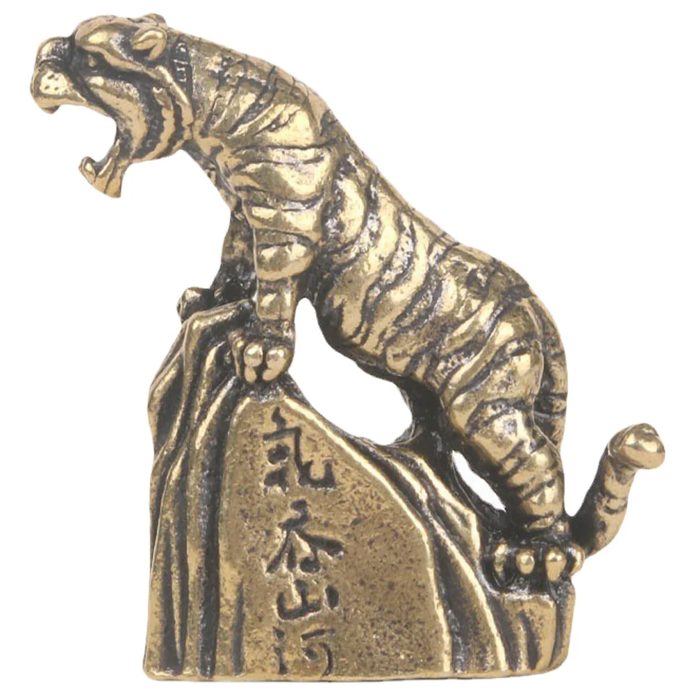 

Retro Brass Tiger Desktop Adornment Delicate Small Tiger Decor Crafted by Skilled Artisans Strong Brass Material