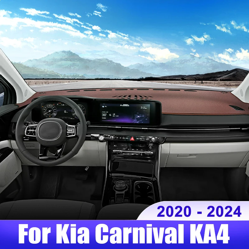 

For Kia Carnival KA4 2020 2021 2022 2023 2024 Car Dashboard Cover Dash Mat Sun Shade Avoid Light Non-slip Pad Accessories