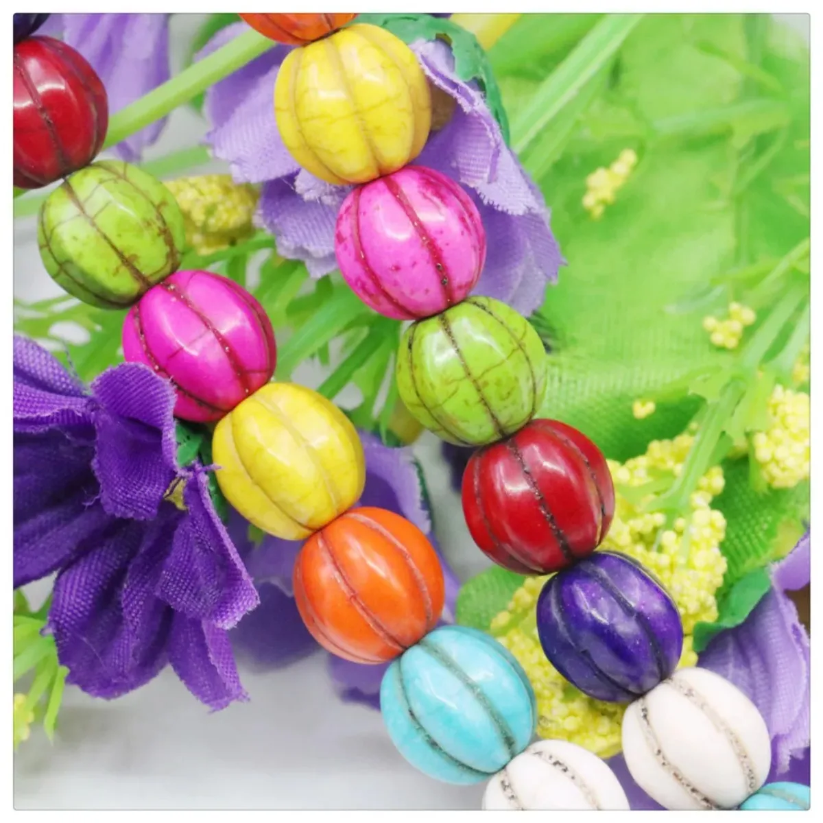 10 12 14 مللي متر متعدد الألوان اليقطين تركيا الفيروز فضفاض الخرز يدوية ل عقد دي اي واي سوار صنع المجوهرات تصميم النساء فتاة