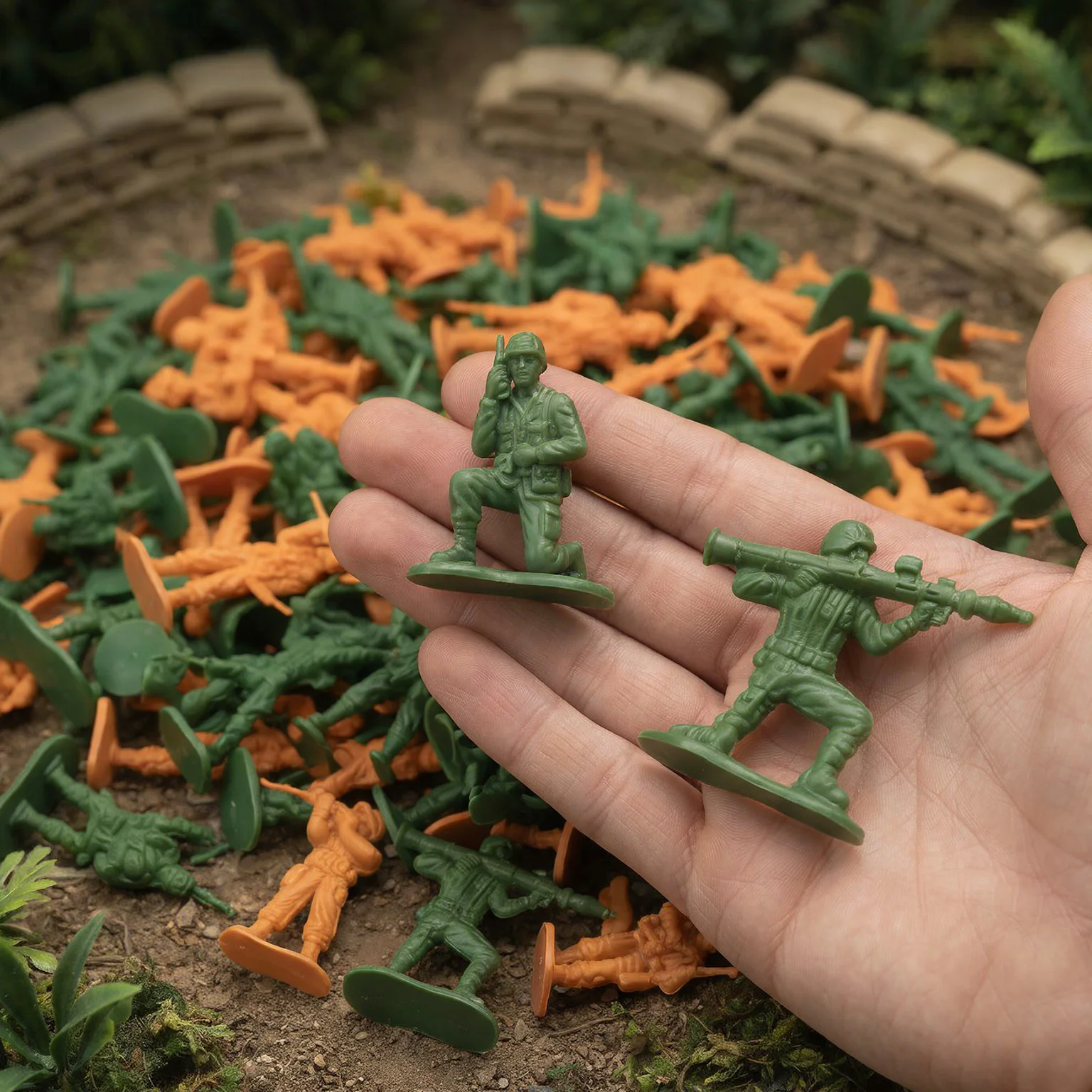 16pcs Plastic Soldier Figurines Random Color Blue Red Yellow Green for Battlefield Scene Setup Desk Decoration Military TMZ