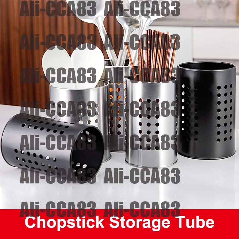 

CCA83-Stainless Steel Chopsticks Tube Tableware Bucket High-Capacity Kitchen Utensils Storage Round Hole Hollowed Out Drain Tube