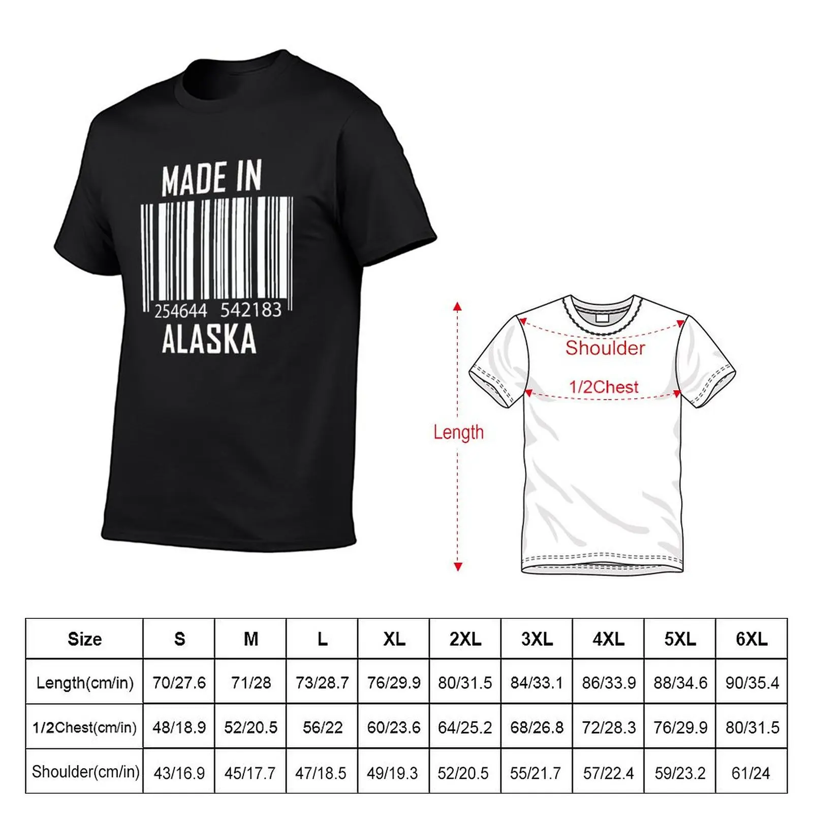 Made In Alaska Barcode Funny T-Shirt hippie clothes vintage t shirts plus sizes sweat tee shirts for men