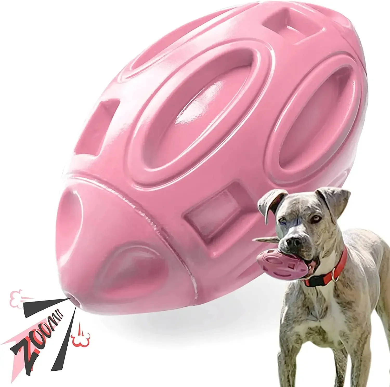 

Rugby Squeaky Dog Toys Aggressive Chewers Rubber Dog Chew Ball Teeth grinding cleaning Durable Pet Toy for Medium Large Breed