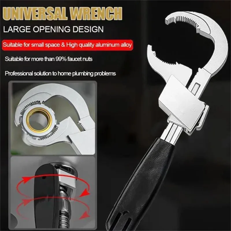 Multifunctional Bathroom Wrench Adjustable Double Ended Spanner Sink Water Pipe Faucet Wrench Bathroom Repair Hand Tools