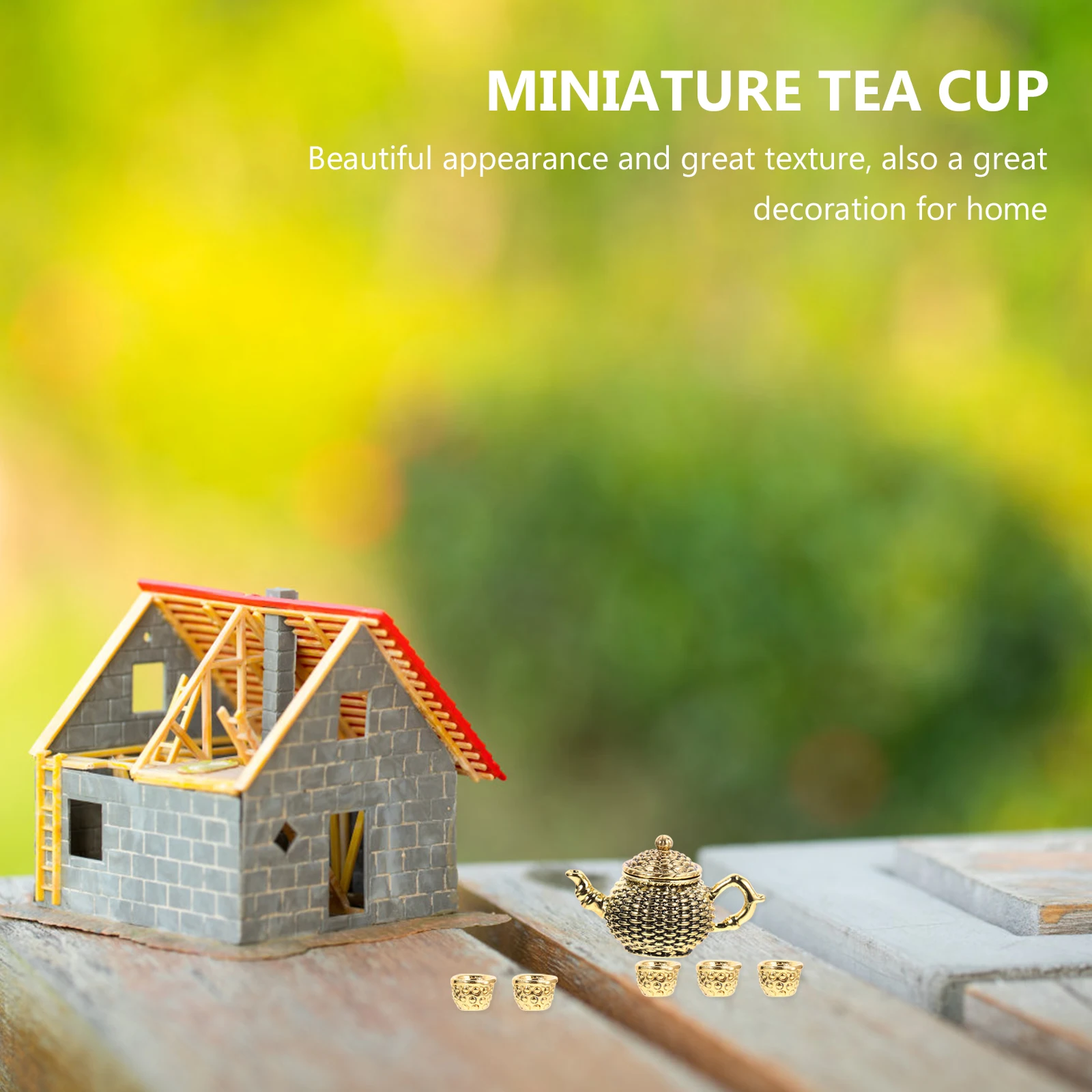 

6pcs Zinc Alloy Mini Tea Cup Teapot Set Miniature Ornament Desktop Decor For Play House Hydroponic Plant Pot Lightweight
