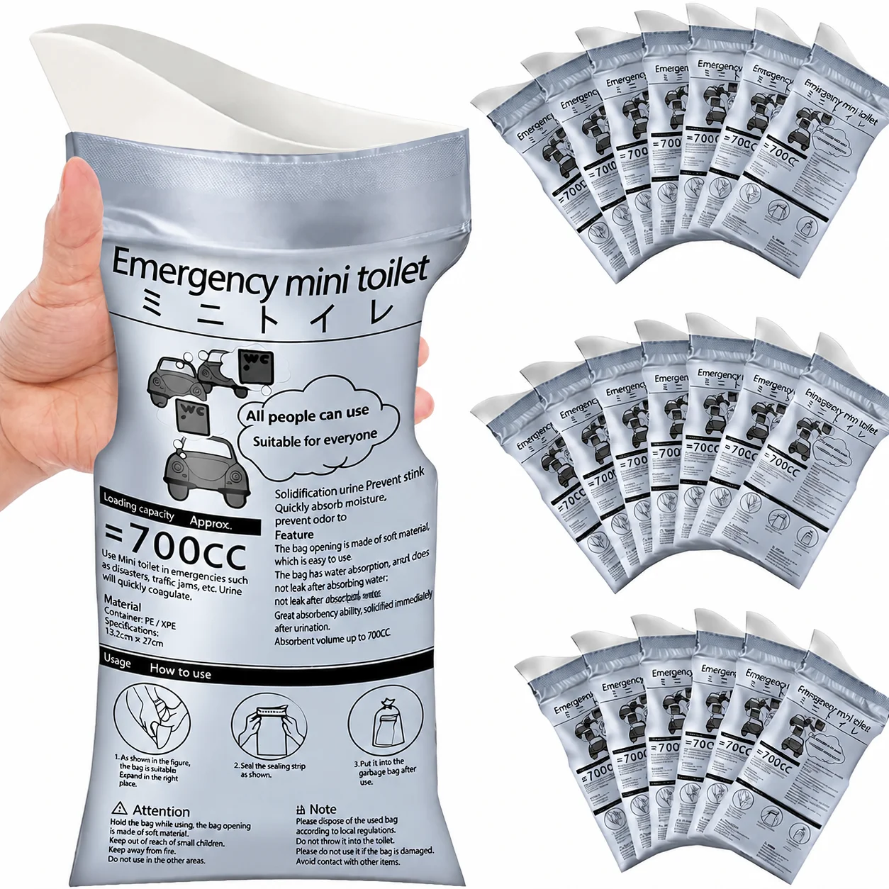 Disposable Emergency Urine Bag Car Toilet Travel Camping Outdoor 13.2x29cm