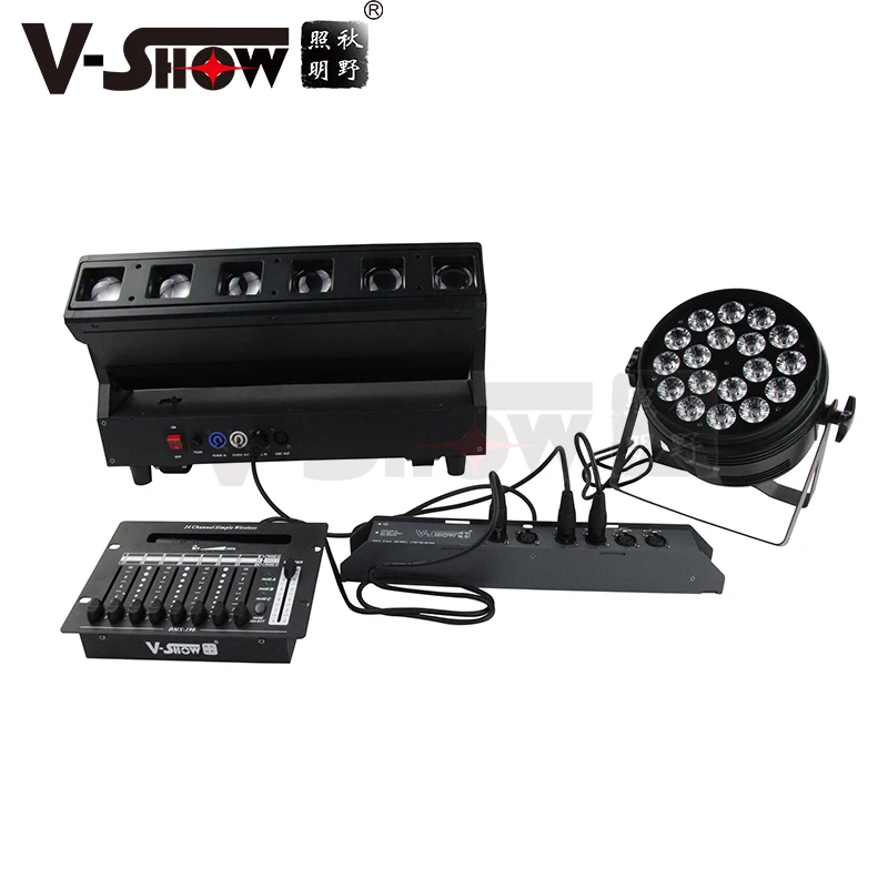 V-show 4 Port DMX512 Splitter And Amplifie 1 DMX input to 5 DMX outputs And 1 Power input For Dj Disco Stage Light Control