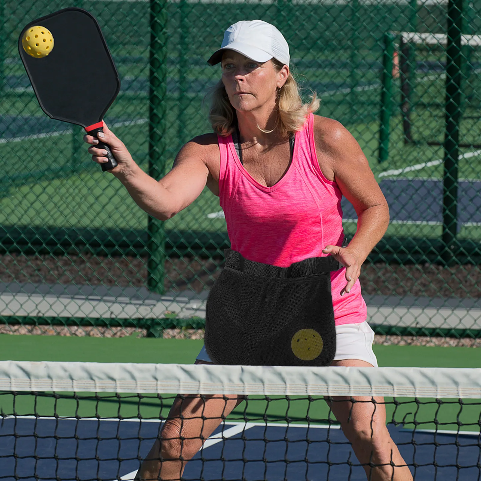 

Reusable Pickleball Storage Bag Oxford Cloth Waist Pouch for Tennis Golf Baseball Balls Mesh Ball Holder Portable Pickleball Bag