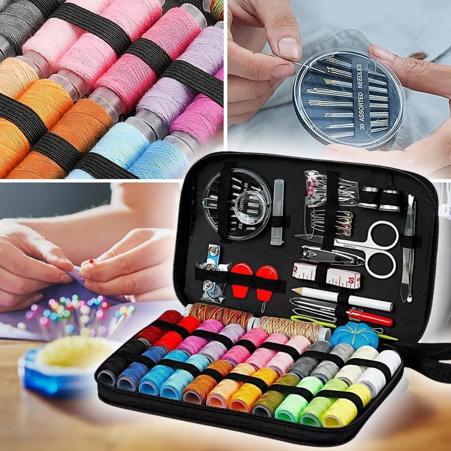 68/98pcs Multi-function Sewing Kits Bag DIY Sewing Tools Box Set for Hand Quilting Stitching Embroidery Thread  Accessories