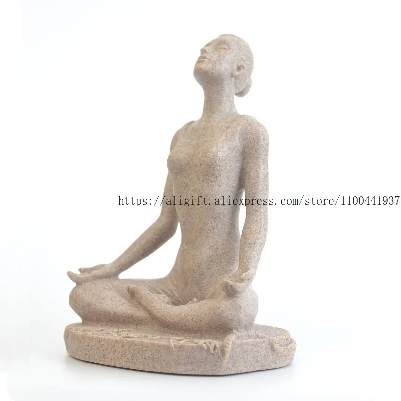 

Modern And Simple Sandstone Yoga Gift Ornaments Wine Cabinets Entrance Resin Handicrafts Room Decoration