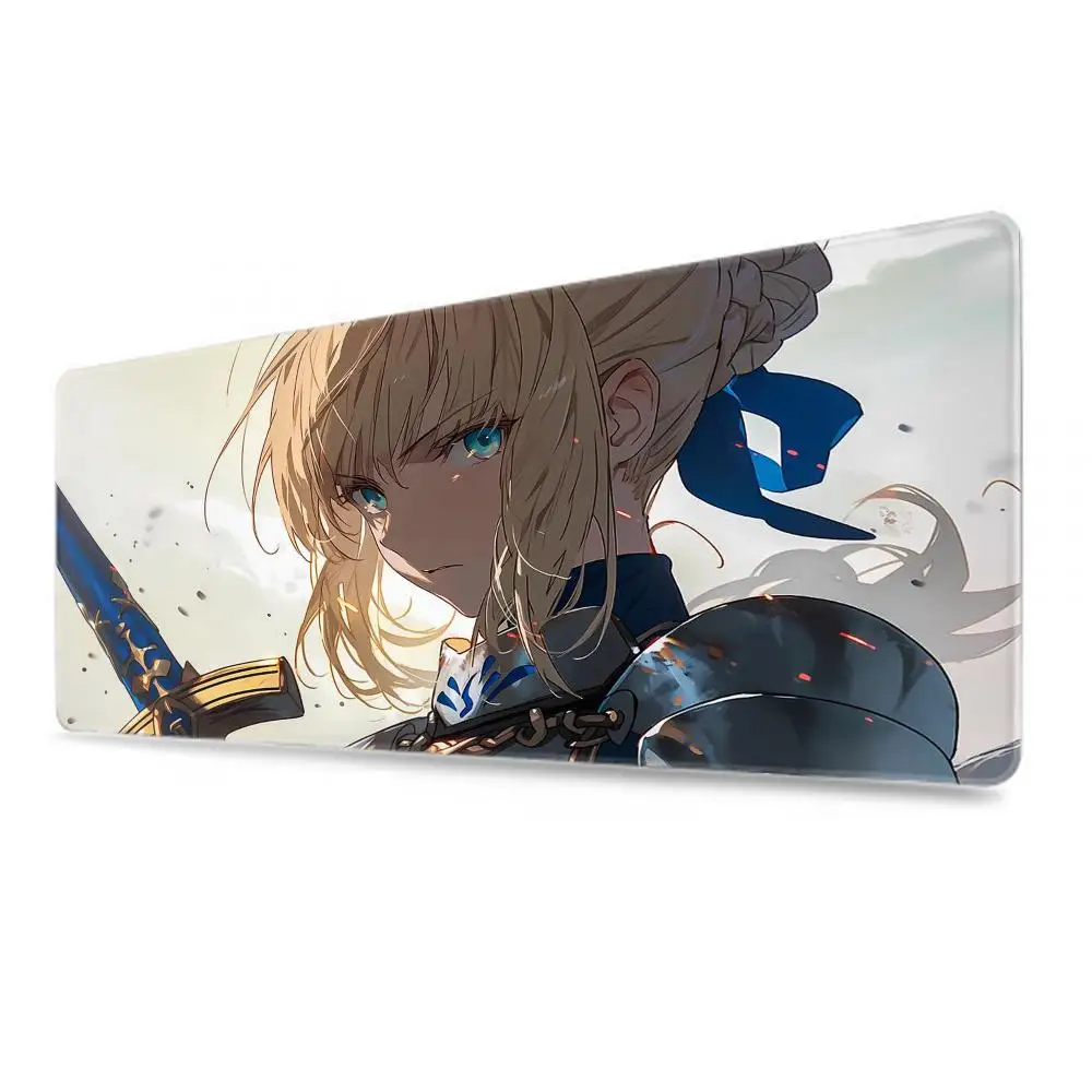 Grand tapis de souris de jeu Anime Girl Saber Fate Stay Night, LockEdge, clavier d'ordinateur épaissi, polymères de table et de bureau