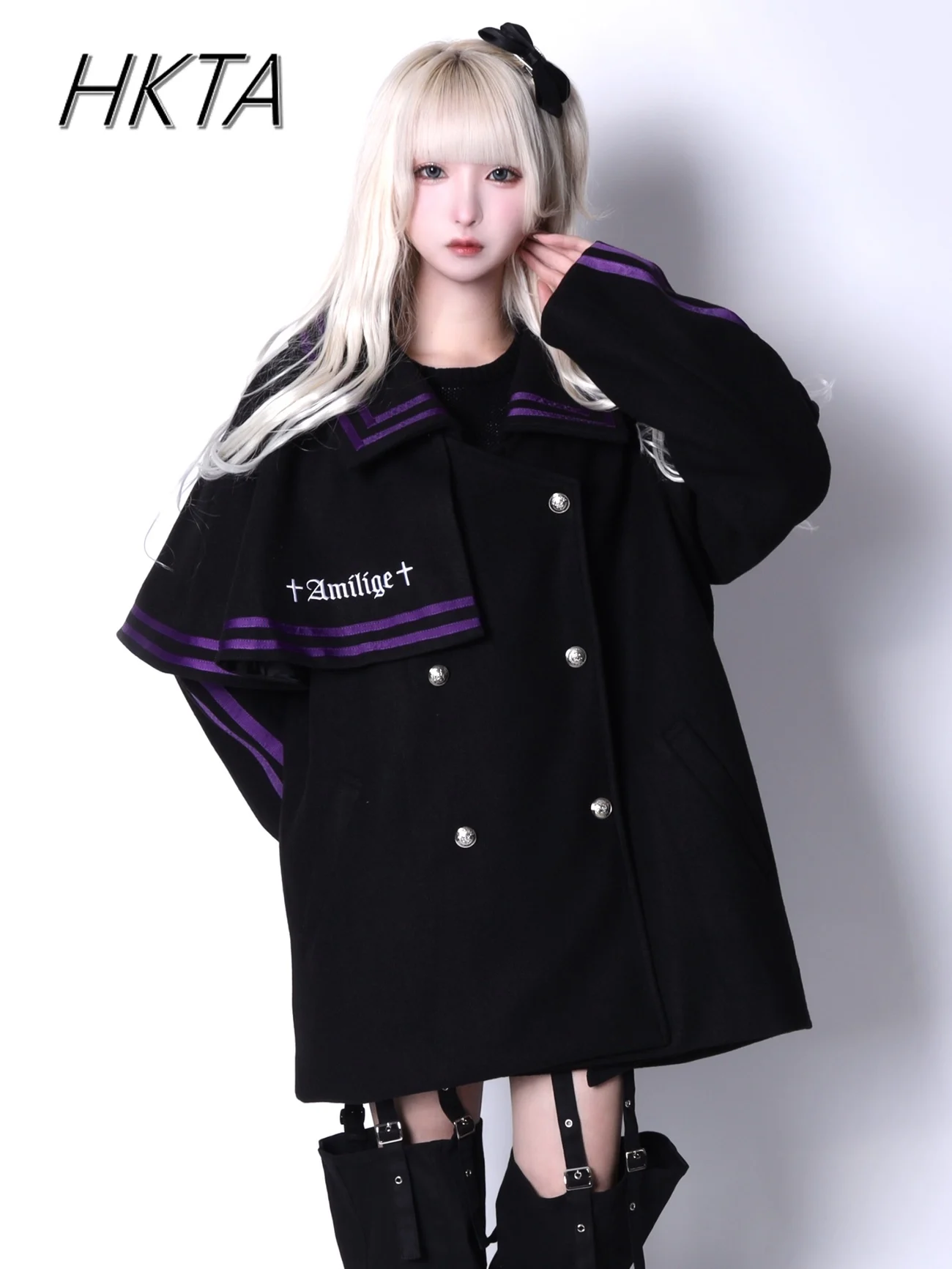 

Japanese Mine Series Mass-produced Long-sleeve Woolen Jacket Women Autumn Winter New Subculture Double-breasted Cloak Coat Y2k