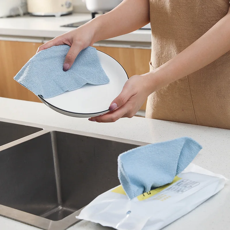 Extraction Type Disposable Rags Kitchen Absorbent Non Stick Oil Lazy Rags Microfiber Dish Cloth Cleaning Towel 1 Pack of 10