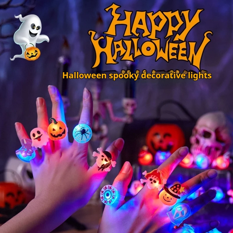 

Halloween Theme Cute Luminous Ring Pumpkin Skull Ghost Night Light Funny Decorative Lights Creative Gift For Men Women Children