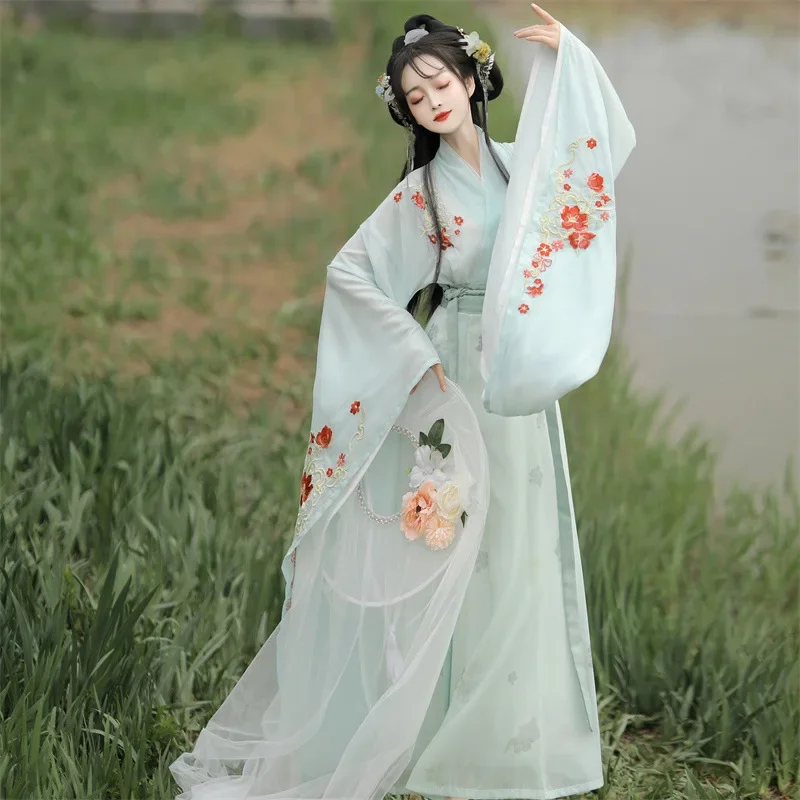 

NT170 Hanfu женская новая летняя одежда 2024, с широкими рукавами и воротником на талии, древняя одежда