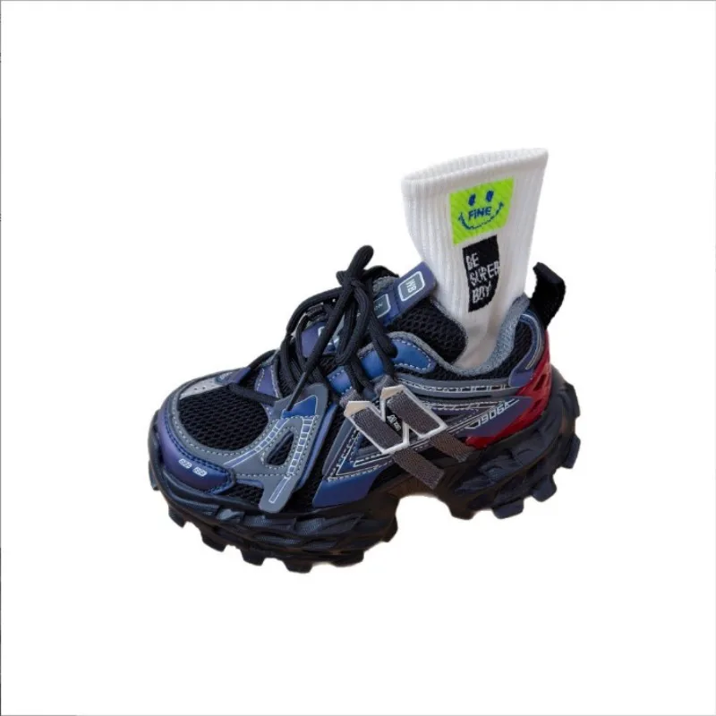 

2025 Autumn New Silver Grey Black Boys' Fashion Anti slip Bottom Dad's Running Shoes Girls' Western Style Casual Sports Shoes
