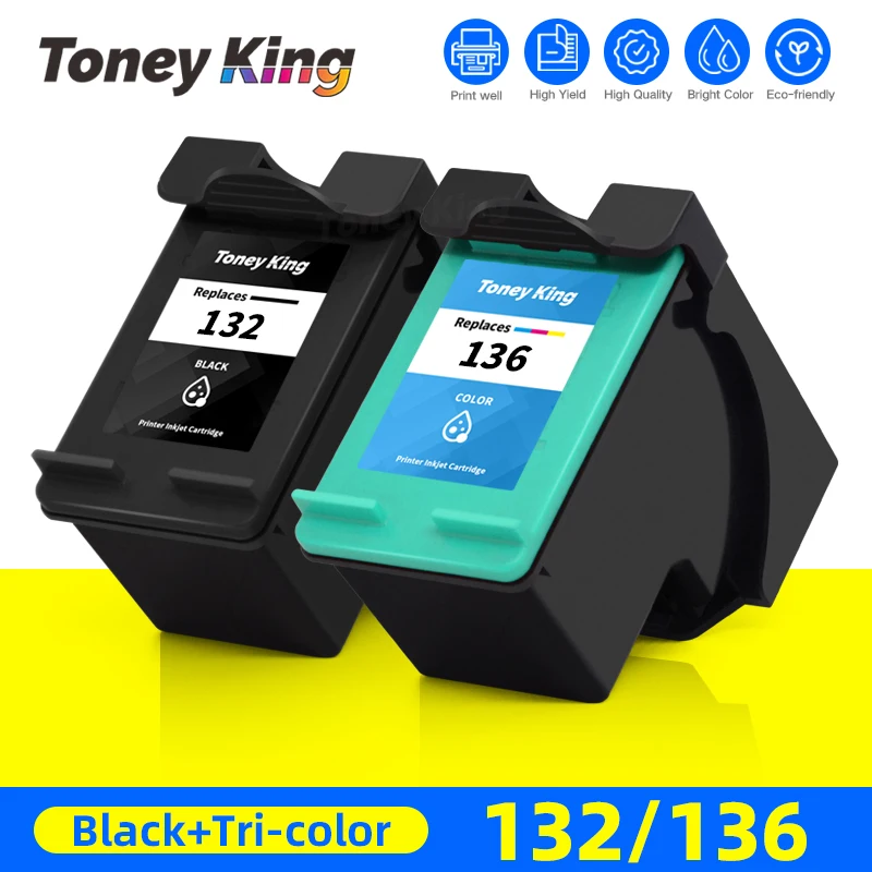 

Refilled Ink Cartridge 132 136 For HP132 For HP136 Use For HP Officejet 6213 5443 D4163 Photosmart 2573 C3183 1513 PCS 1513