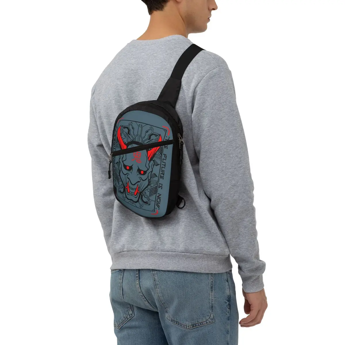 The Future-mochila japonesa Oni Samurai Techwear para hombre, bandolera de pecho, informal, para viajar