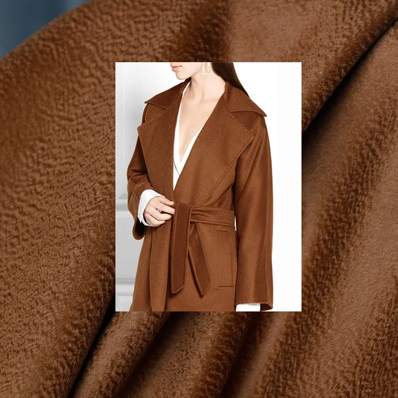 Redraspberry Caramel Double-Side Water Ripple Fabrics 100%Australian Wool Materials Winter Women Overcoat Clothes Freeshipping