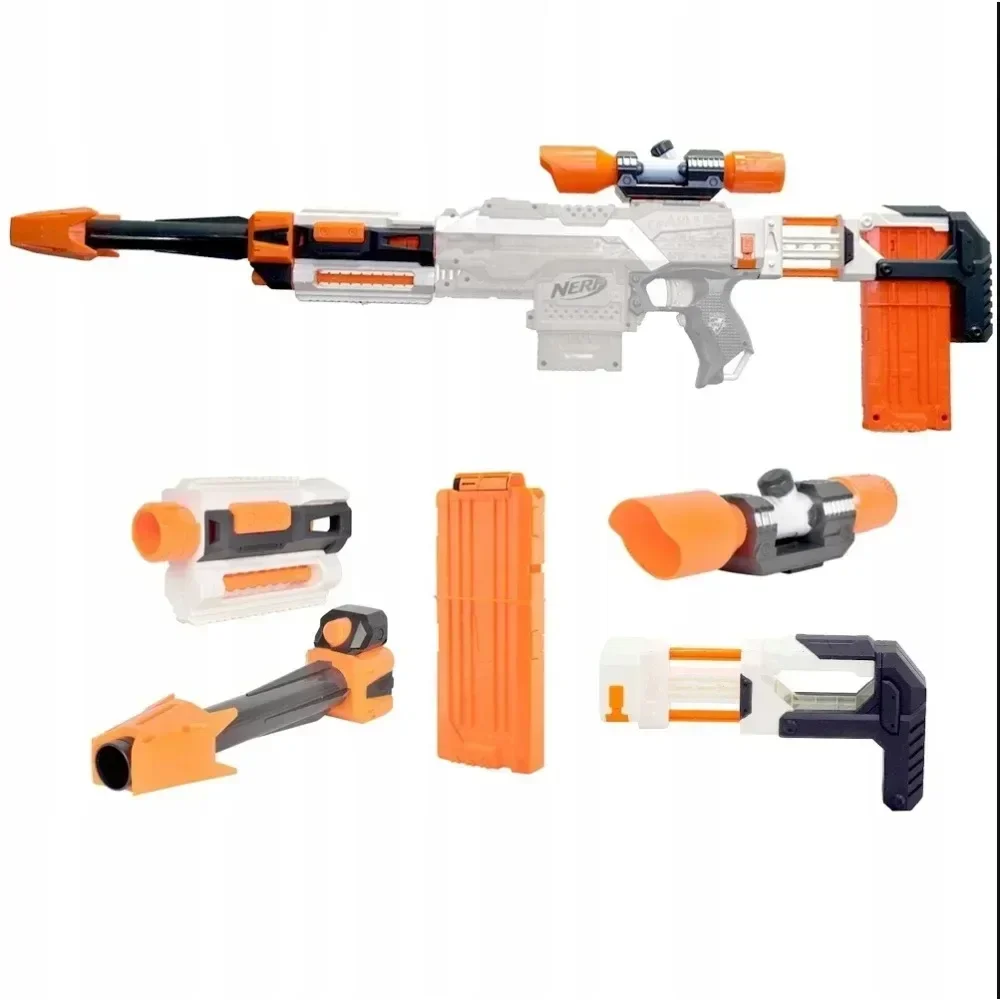 Peças Modificadas Universais para Arma de Brinquedo, Nerf N-strike Elite Series, Silenciador Cauda Stock Lanterna, Acessórios de Arma