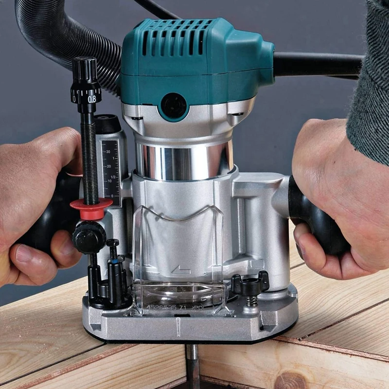 A81M New Adjustable Trimming Machine With Plunge Router Base,Double Handle,Heavy-Duty Milling Power Tool For Precision Woodworki