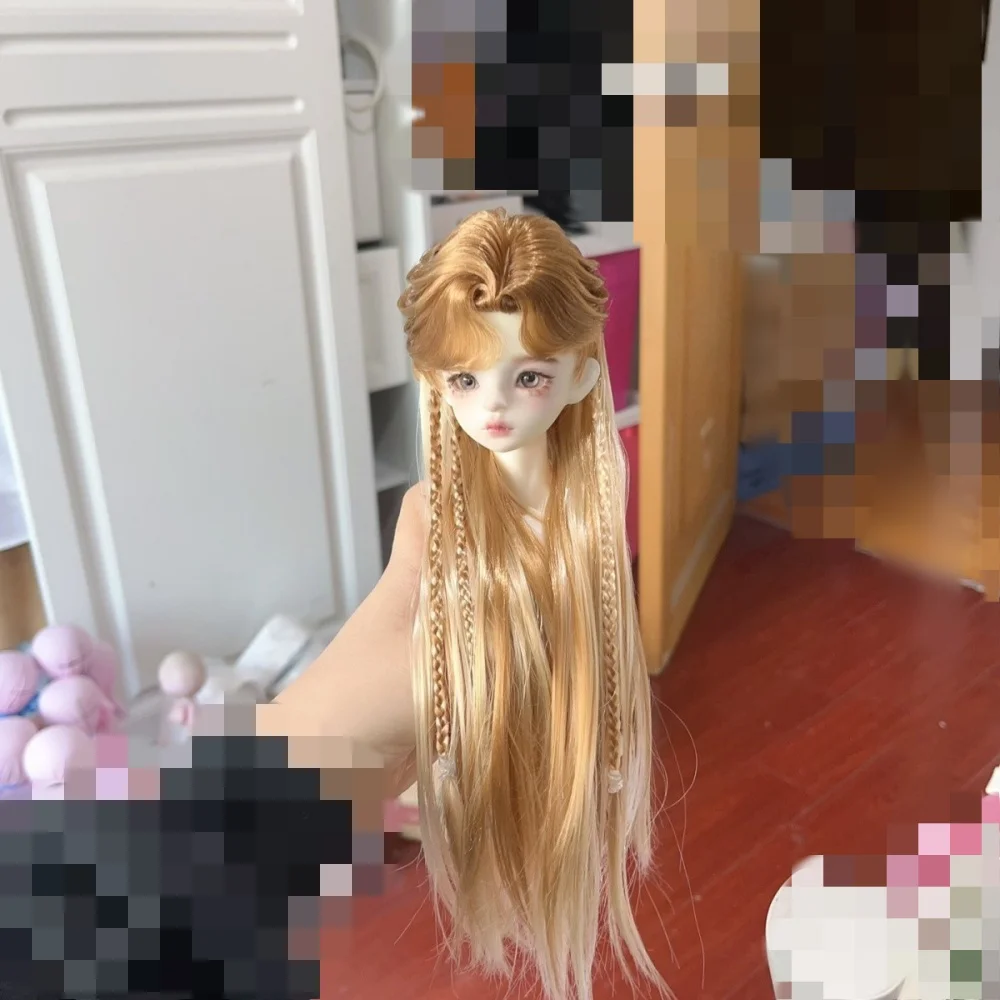 

bjd Doll wig fits into 1/4 siz braided long hair high temperature silk hand modified hair doll accessories