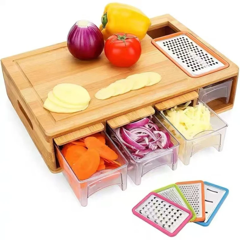 Wooden cutting board Solid wood cutting board Drawer type classification Kitchen creative