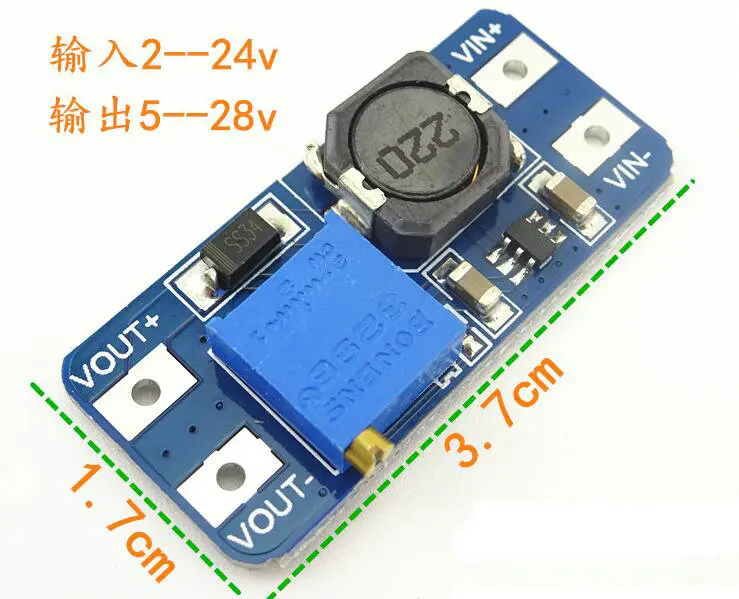 2ชิ้น/ล็อต MT3608 2A Max DC-DC Step Up โมดูลโมดูลสำหรับ Arduino