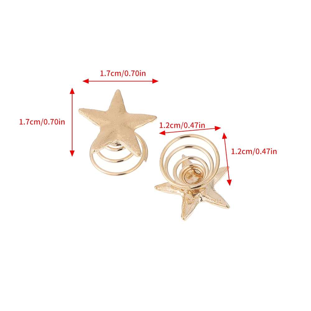 12 Gold Star Hairpin Metal Hair Clips Women Girl Side Clip Five-pointed Star Mini Spiral Hair Button Hairpins Hair Accessories